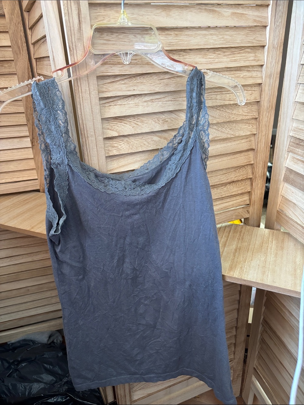 Rue 21 Lace Trim Tank Top in Slate Gray XL
